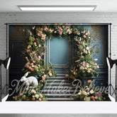 Lofaris Green Plant Flowers Rabbit Sculpture Easter Backdrop